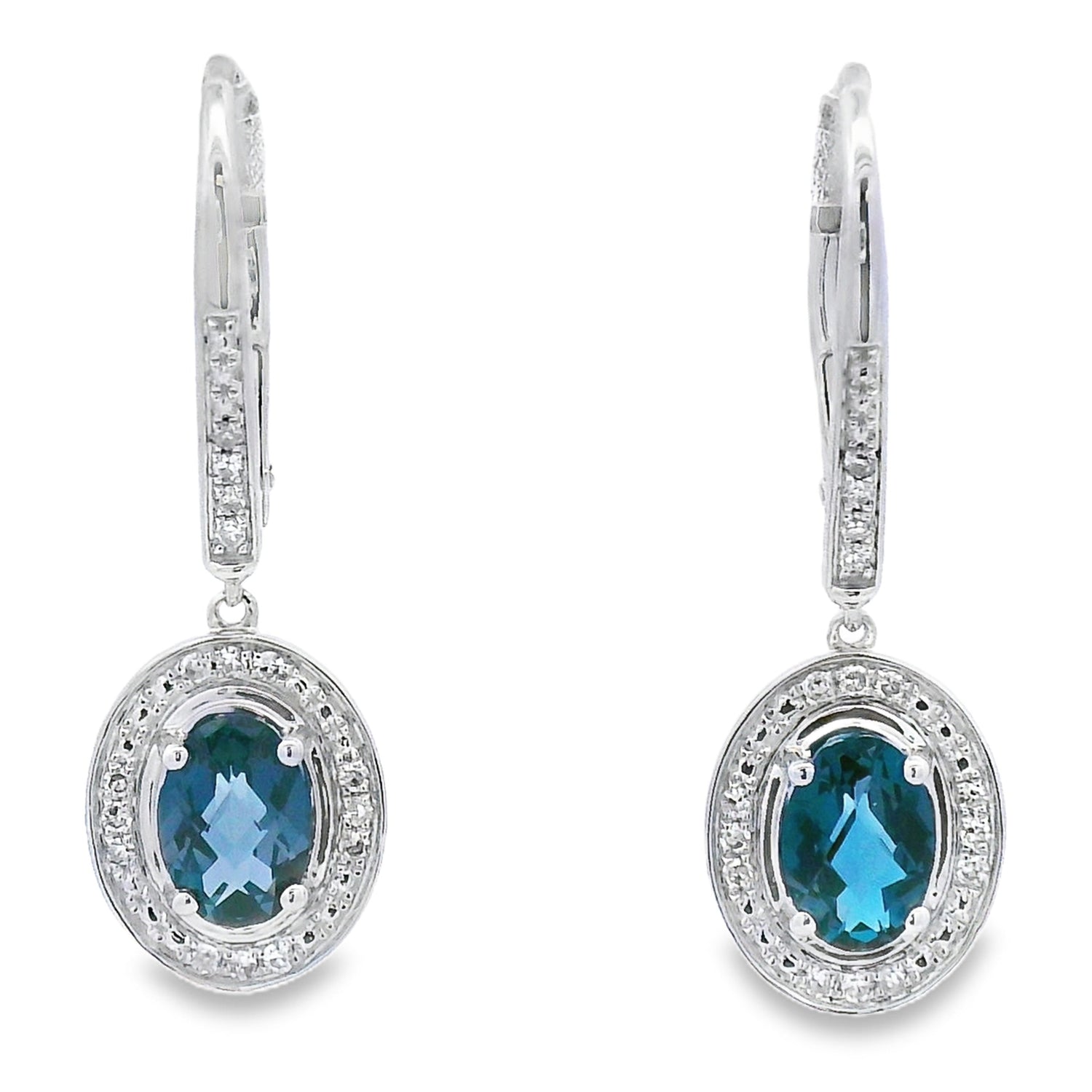 .89ct London Blue Topaz Dangle Earrings 10KT White Gold by Bids.com