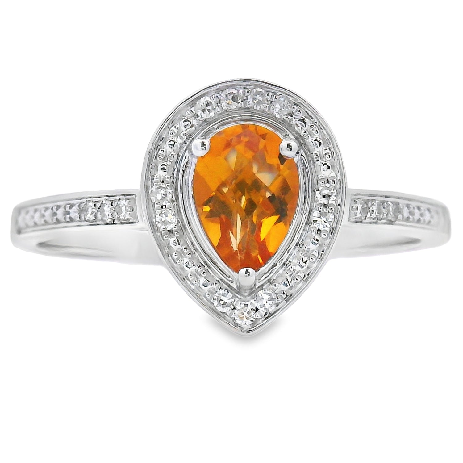 Genuine .50ct Citrine Diamond Ring 10KT White Gold by Bids.com