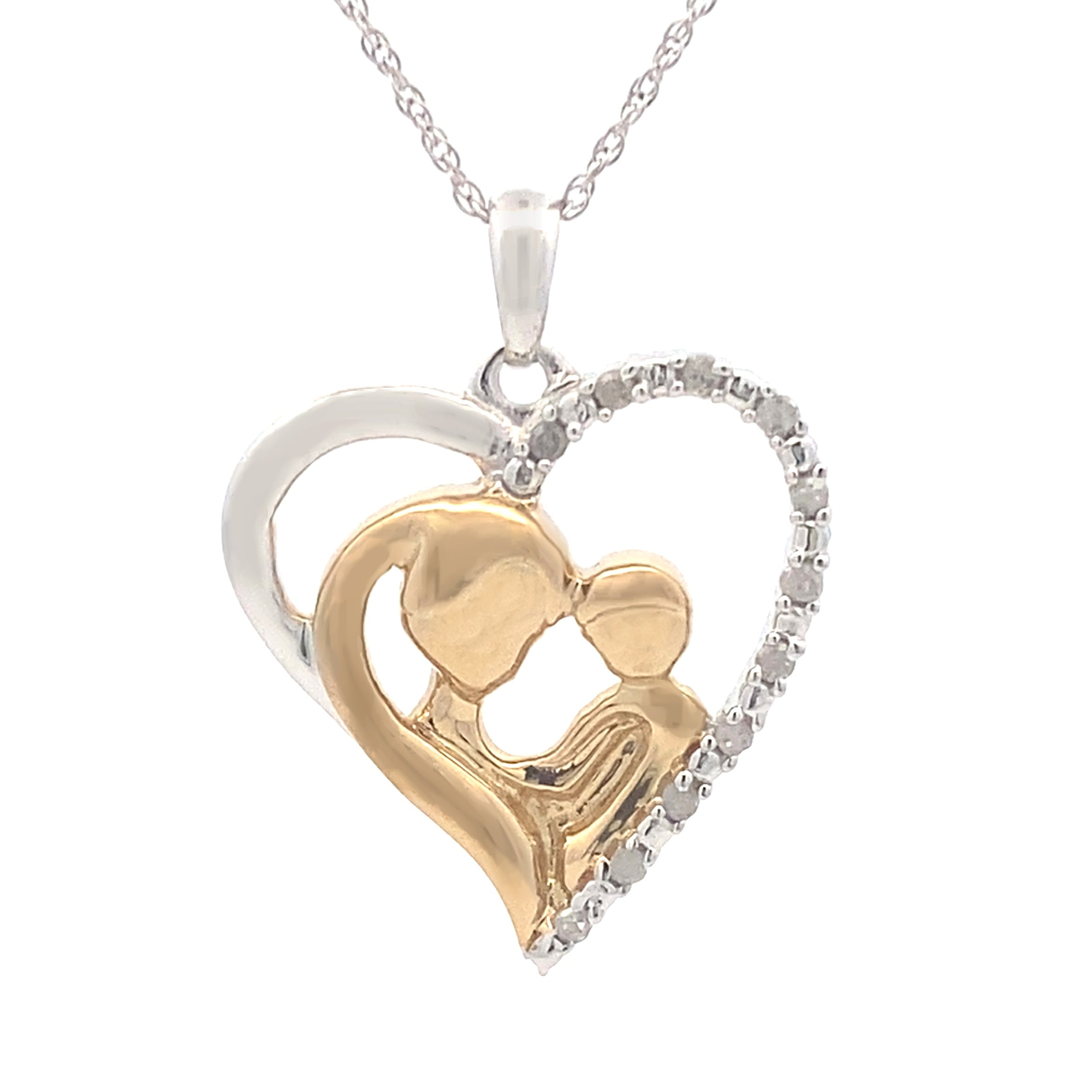 .10ct Diamond Heart Love Pendant Sterling Silver by Bids.com