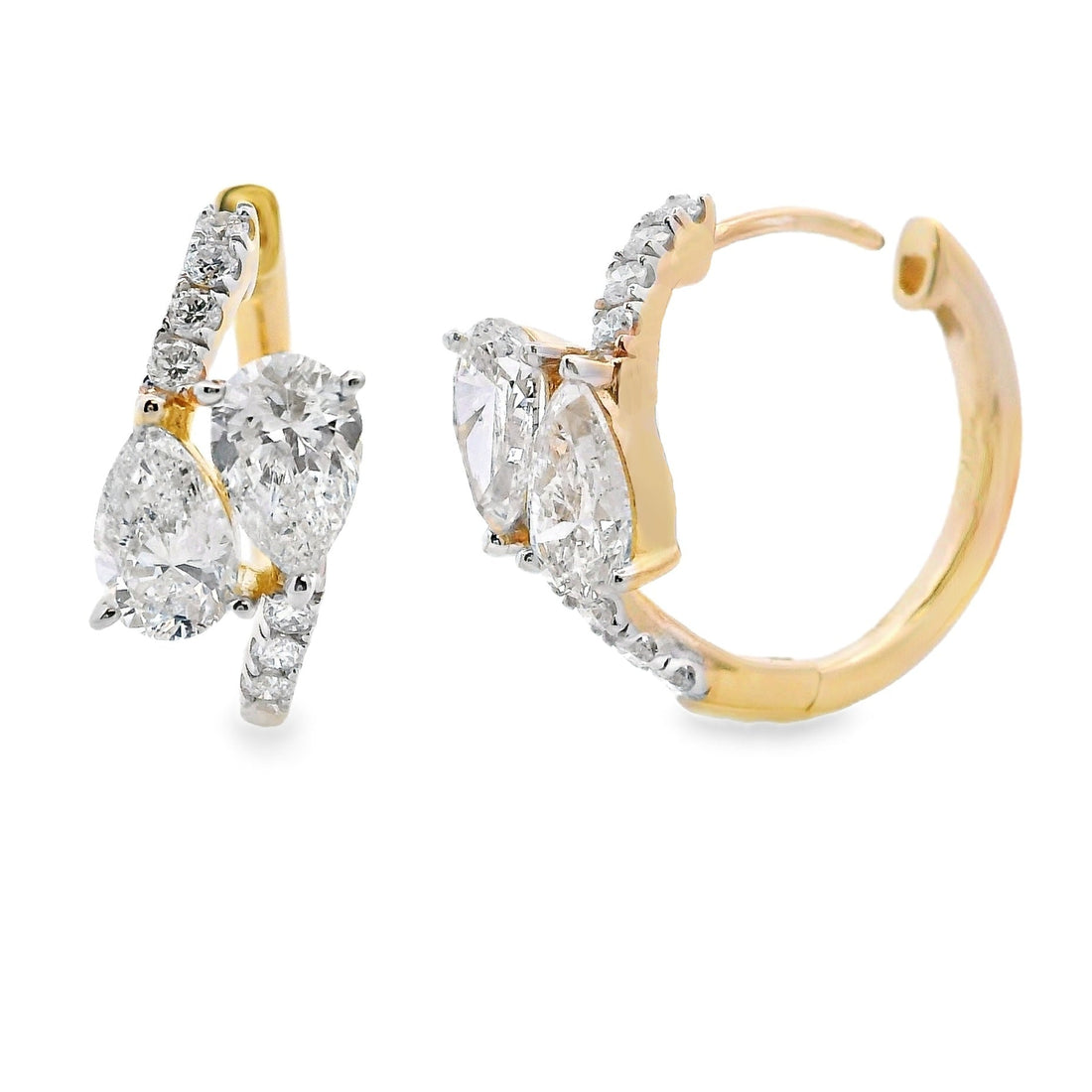 1.50ct Lab Grown Diamond Hoop Earrings 10KT Yellow Gold 