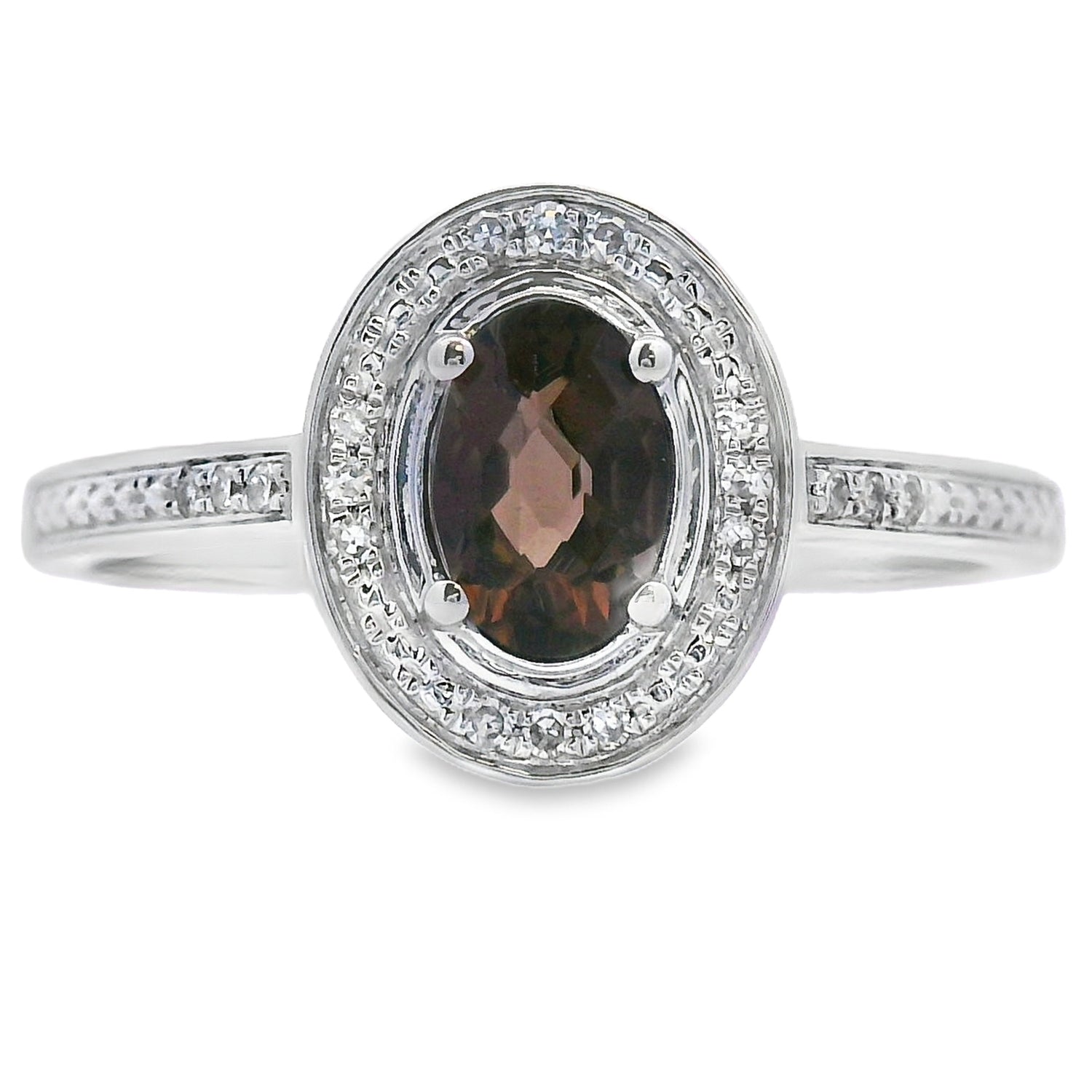 Genuine .42ct Quartz Diamond Ring 10KT White Gold by Bids.com