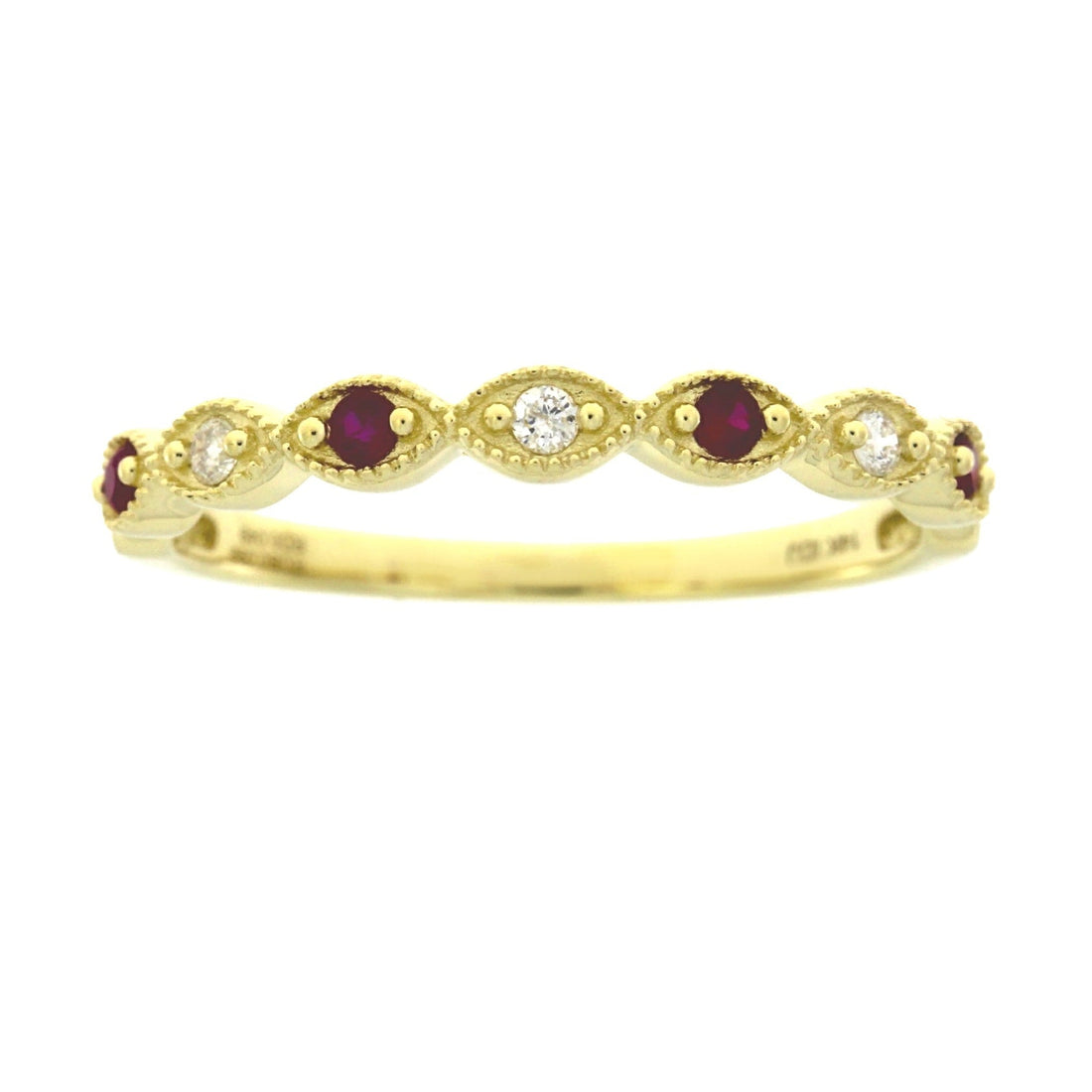 .15ct Ruby Diamond Wedding Band Ring 14KT Yellow Gold by Bids.com