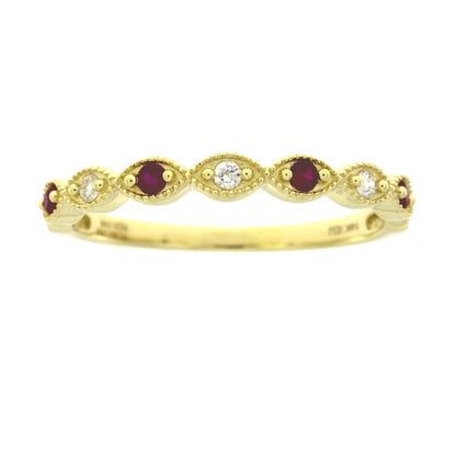 .15ct Ruby Diamond Wedding Band Ring 14KT Yellow Gold by Bids.com
