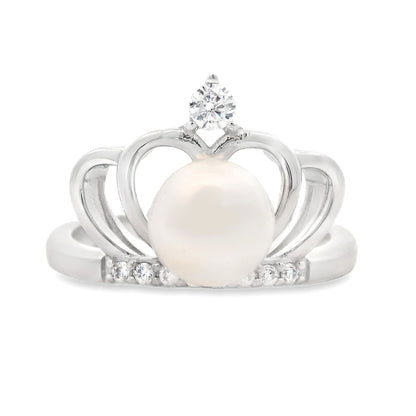 Genuine FW Pearl Cubic Zirconium Ring Sterling Silver by Bids.com