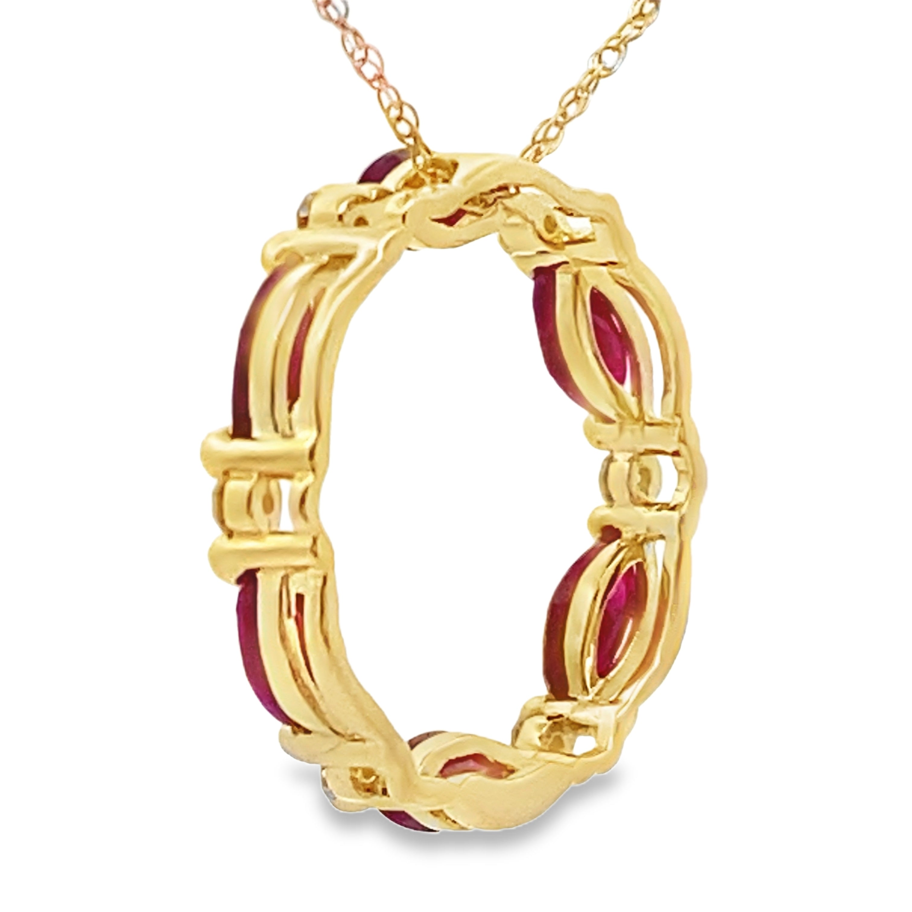 Ruby Diamond Circle of Love Pendant 10KT Yellow Gold by Bids.com