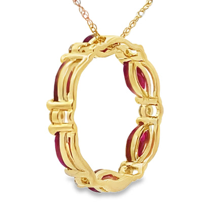 Ruby Diamond Circle of Love Pendant 10KT Yellow Gold by Bids.com