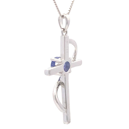 .50ct Tanzanite Cross Religious Pendant Sterling Silver by Bids.com