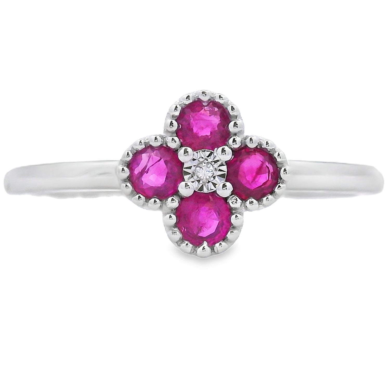 Natural .20ct Ruby Diamond Ring 10KT White Gold by Bids.com