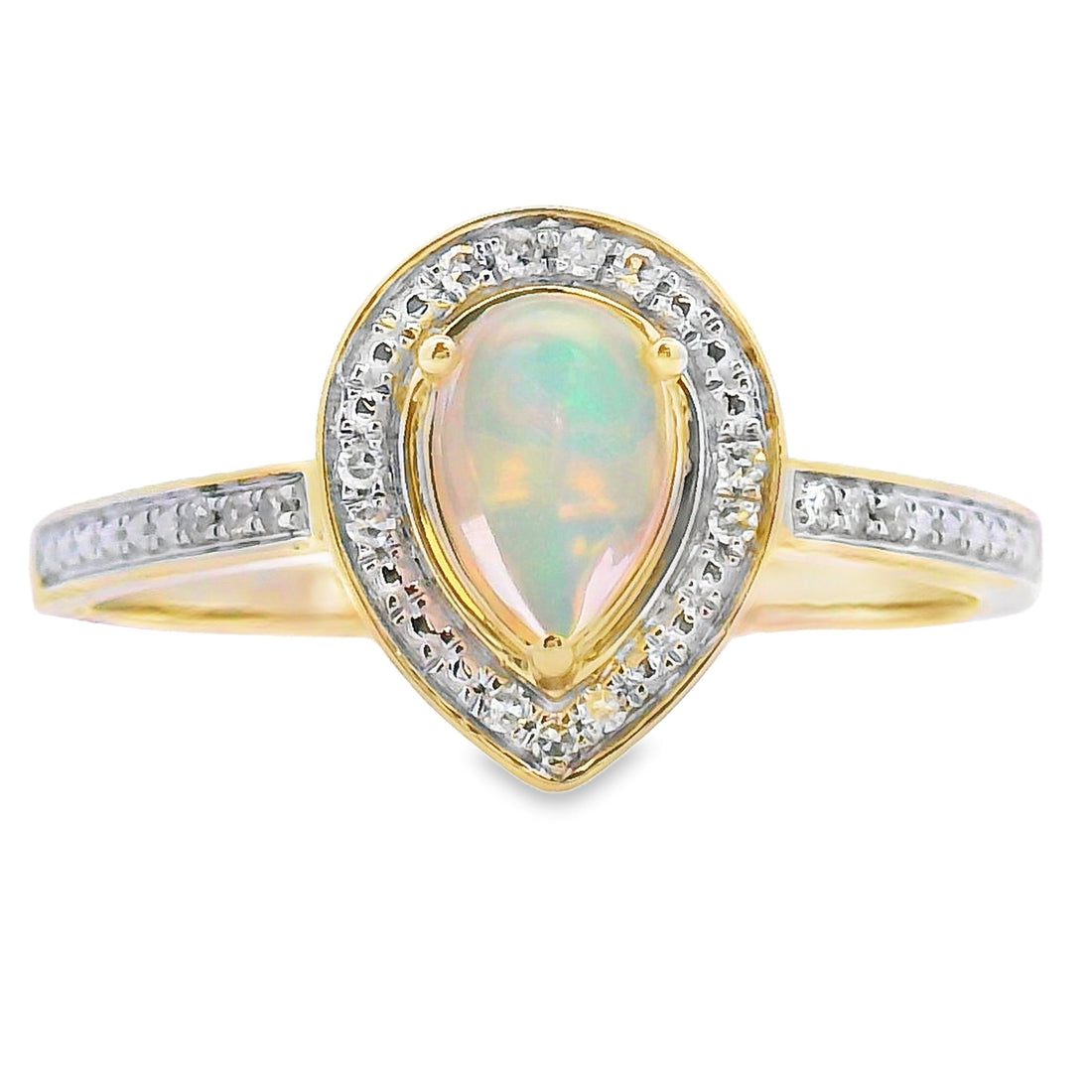 Natural .30ct Opal Diamond Ring 10KT Yellow Gold by Bids.com