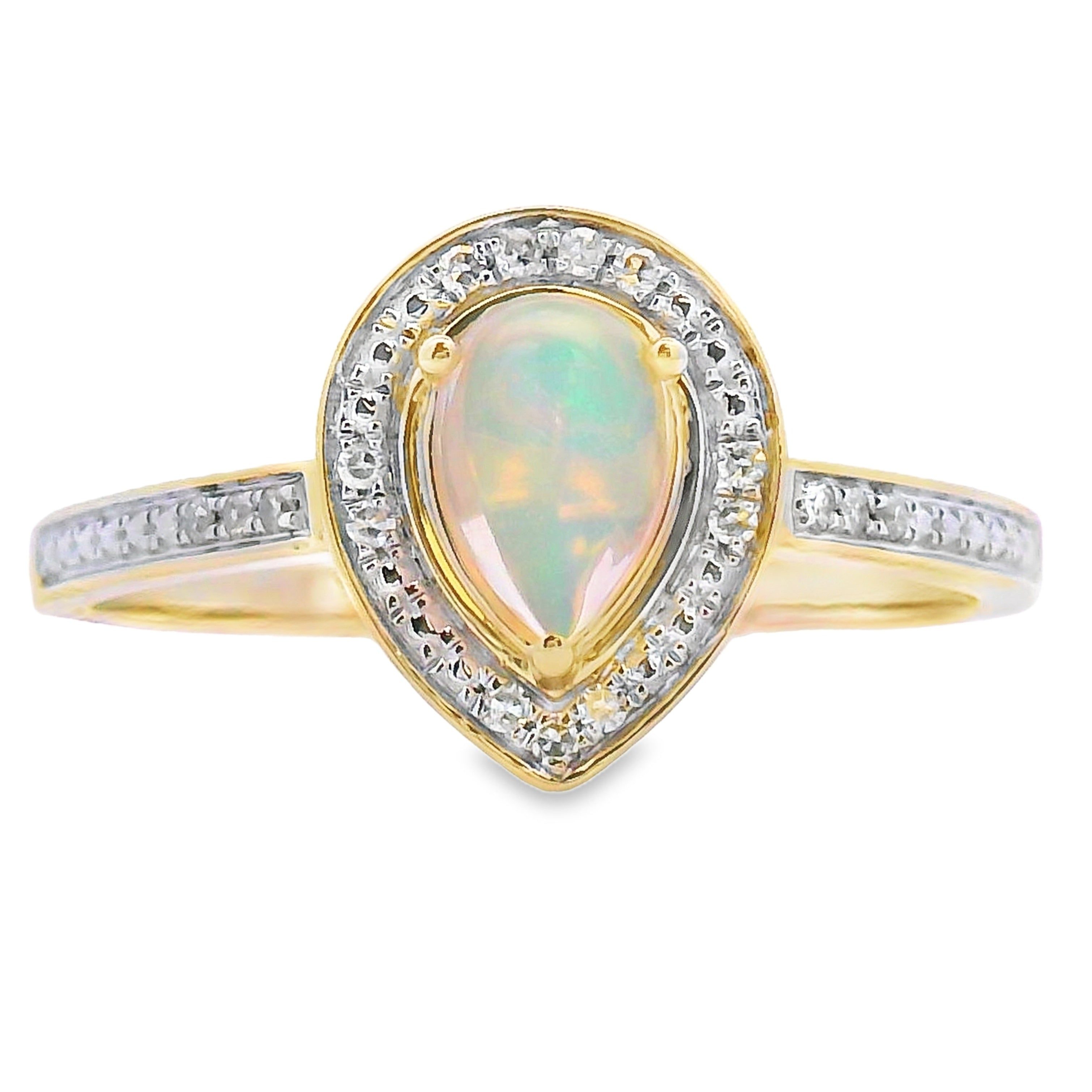 Natural .30ct Opal Diamond Ring 10KT Yellow Gold by Bids.com