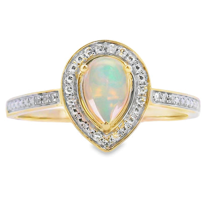 Natural .30ct Opal Diamond Ring 10KT Yellow Gold by Bids.com