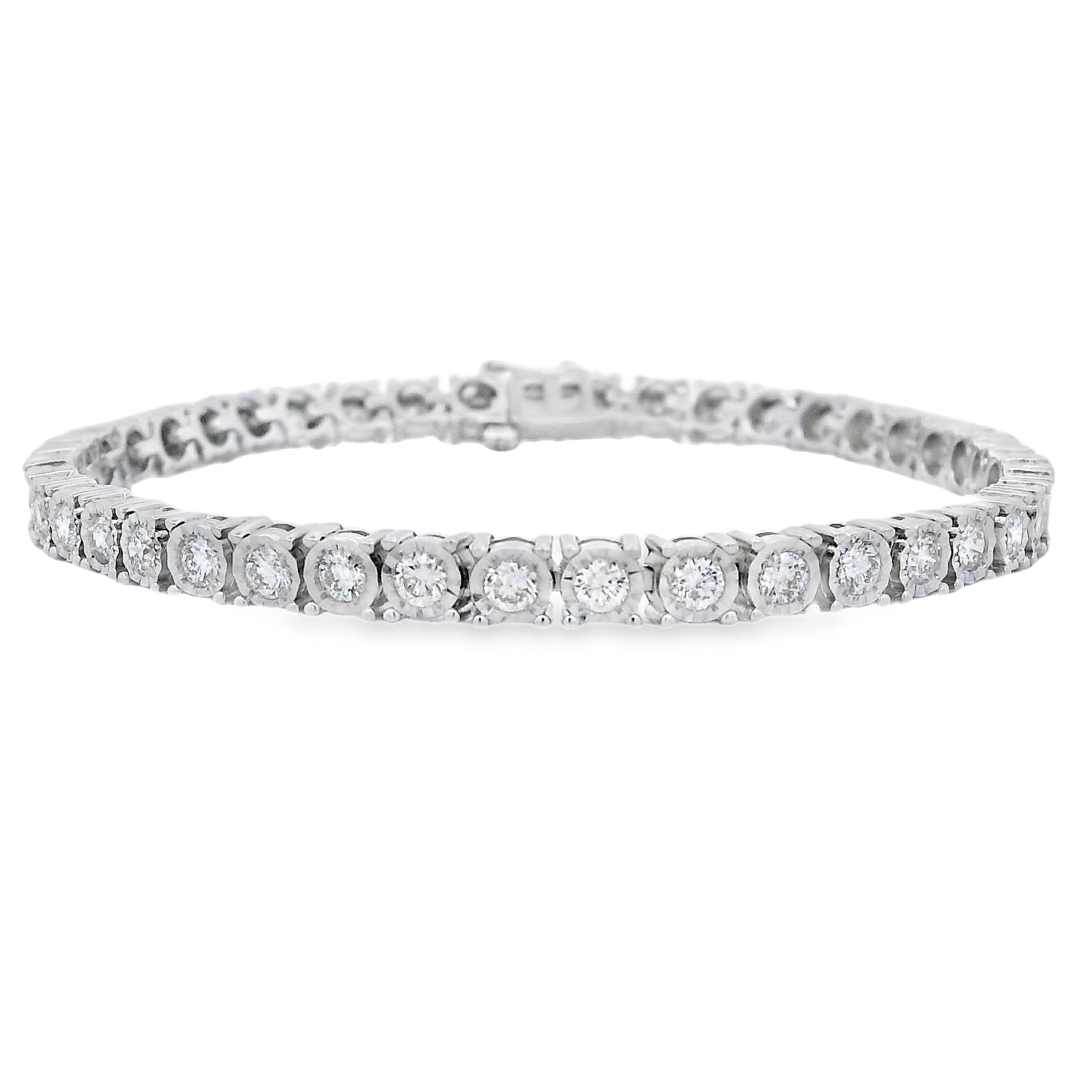 Lab Grown Diamond Tennis Bracelet Sterling Silver by Bids.com