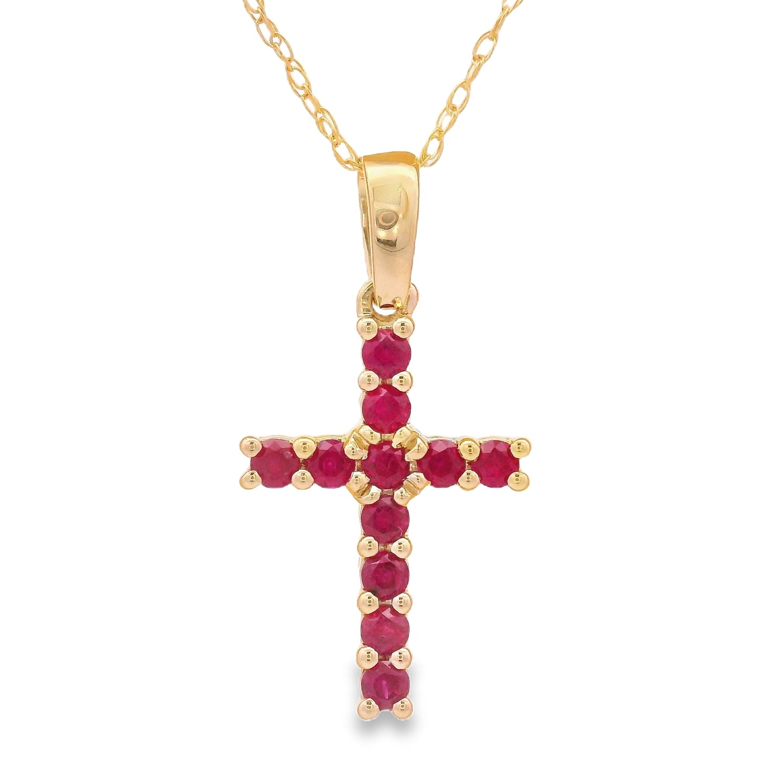 .29ct Ruby Cross Religious Pendant 14KT Yellow Gold by Bids.com