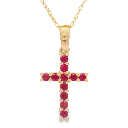 .29ct Ruby Cross Religious Pendant 14KT Yellow Gold by Bids.com