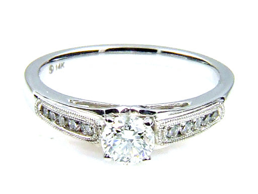 Natural .50ct Diamond Eng Only 14KT White Gold by Bids.com