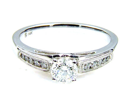 Natural .50ct Diamond Eng Only 14KT White Gold by Bids.com