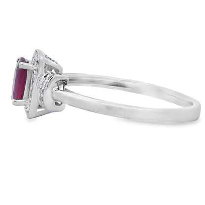 Natural .65ct Ruby Diamond Ring 10KT White Gold by Bids.com
