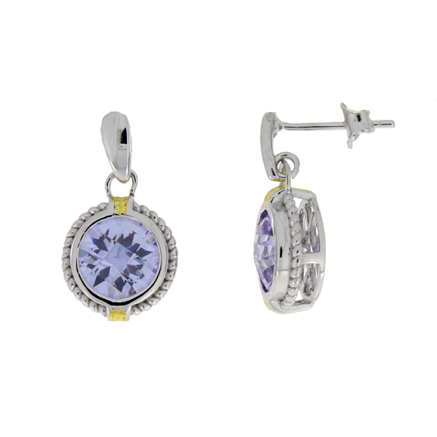 Genuine Cubic Zirconium Dangle Earrings Sterling Silver by Bids.com