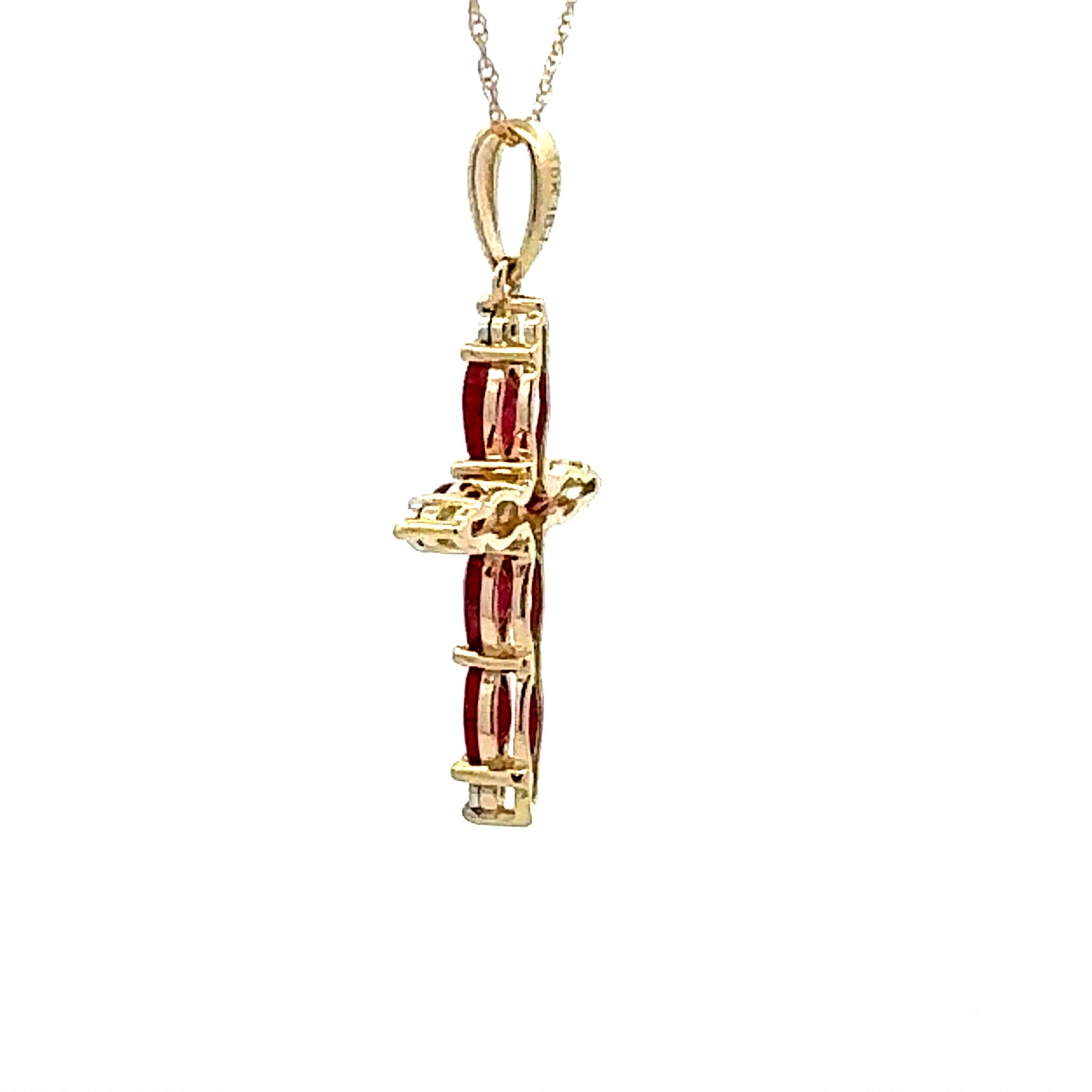 Ruby Diamond Cross Religious Pendant 10KT Yellow Gold by Bids.com