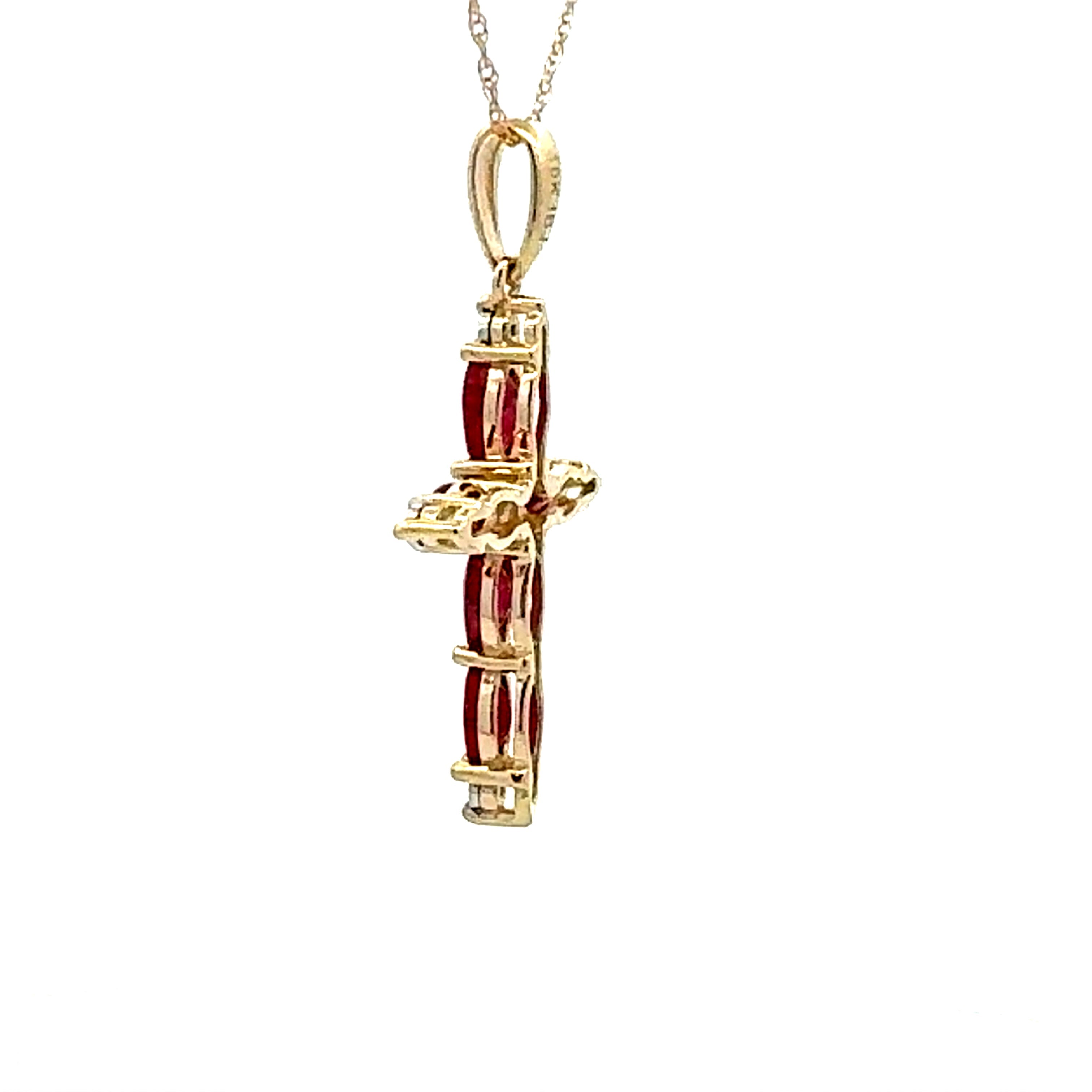 Ruby Diamond Cross Religious Pendant 10KT Yellow Gold by Bids.com
