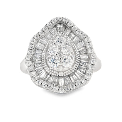 Genuine Cubic Zirconium Ring Sterling Silver by Bids.com