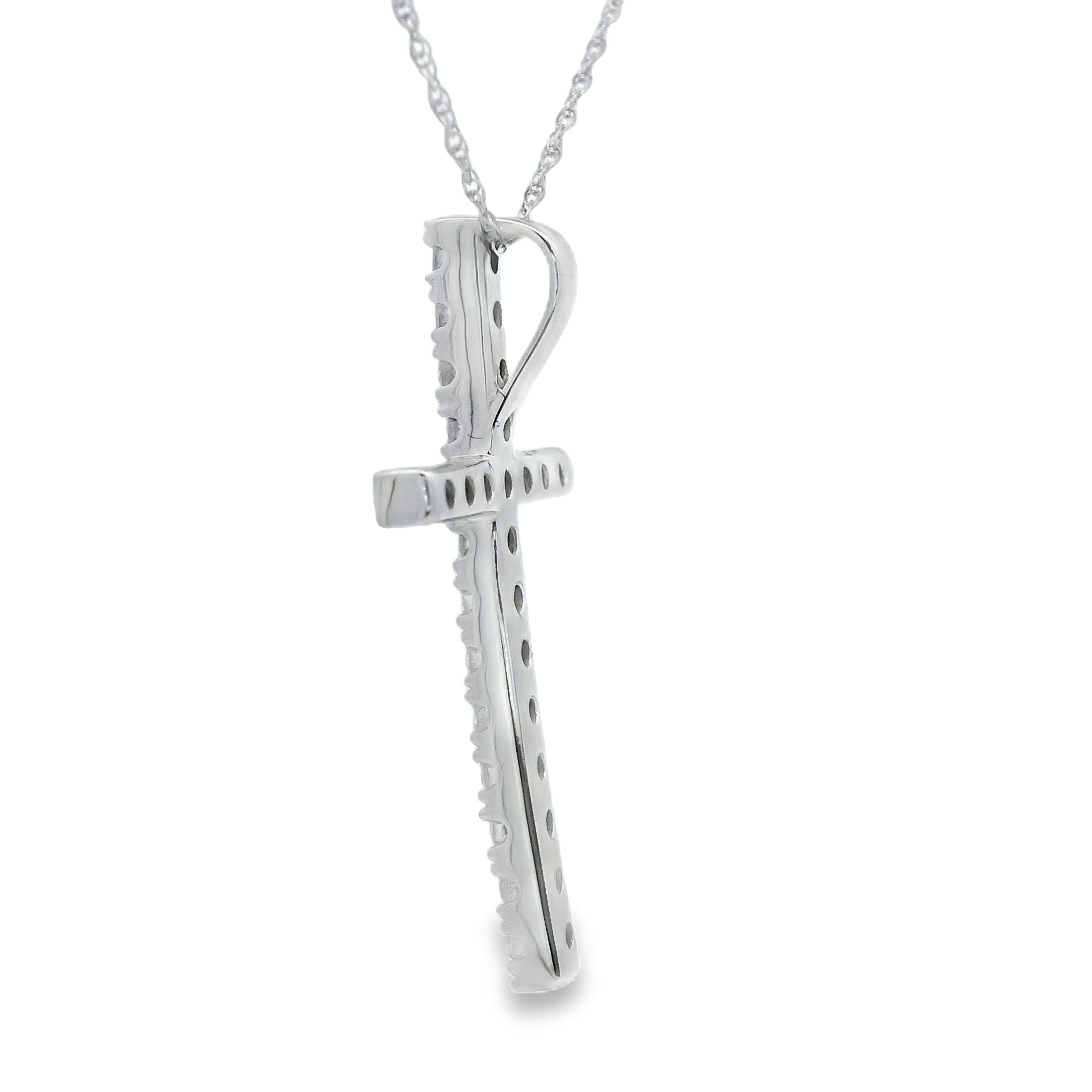.50ct Diamond Cross Religious Pendant 14KT White Gold by Bids.com