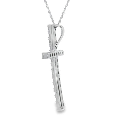 .50ct Diamond Cross Religious Pendant 14KT White Gold by Bids.com