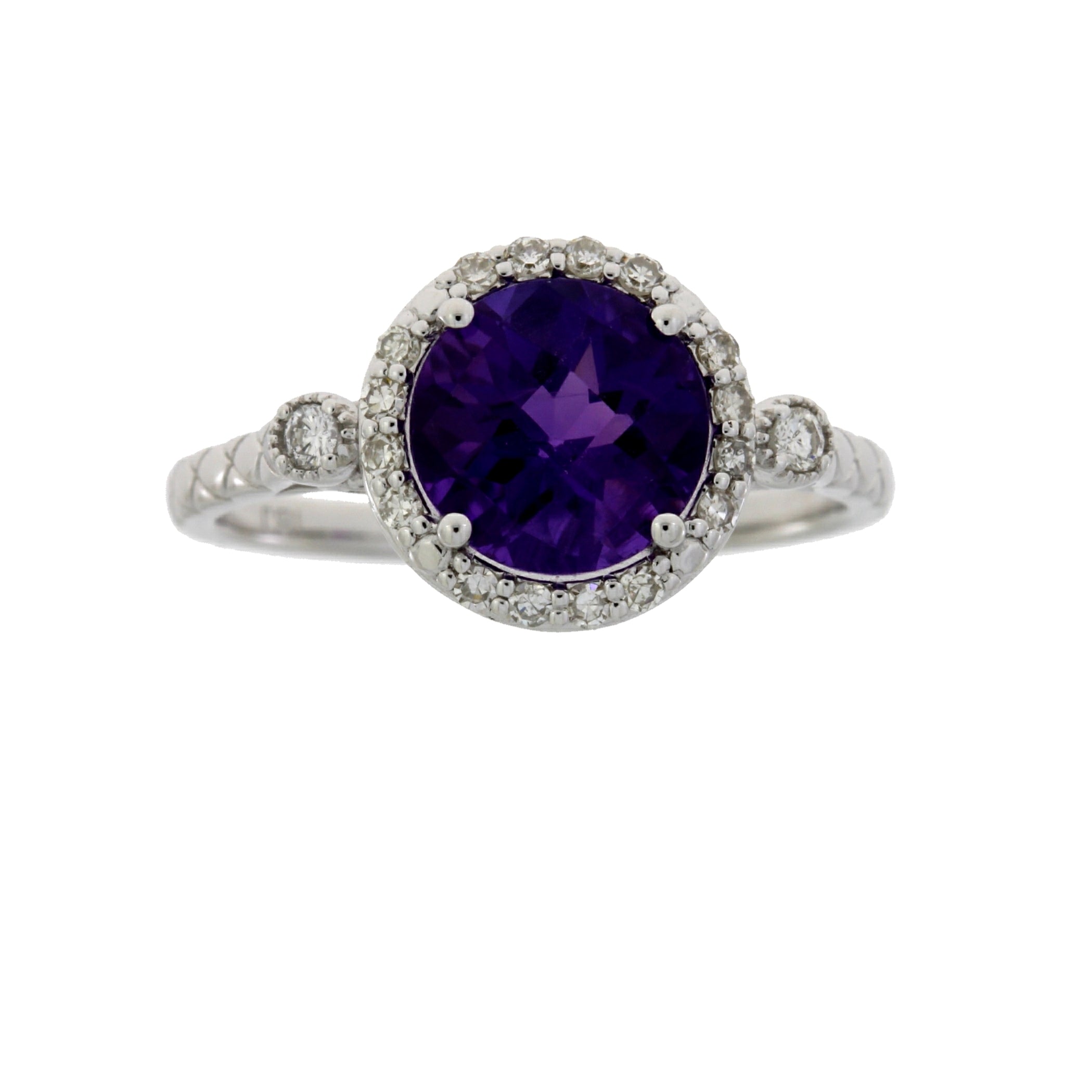 Genuine 2.07ct Amethyst Diamond Ring 14KT White Gold by Bids.com