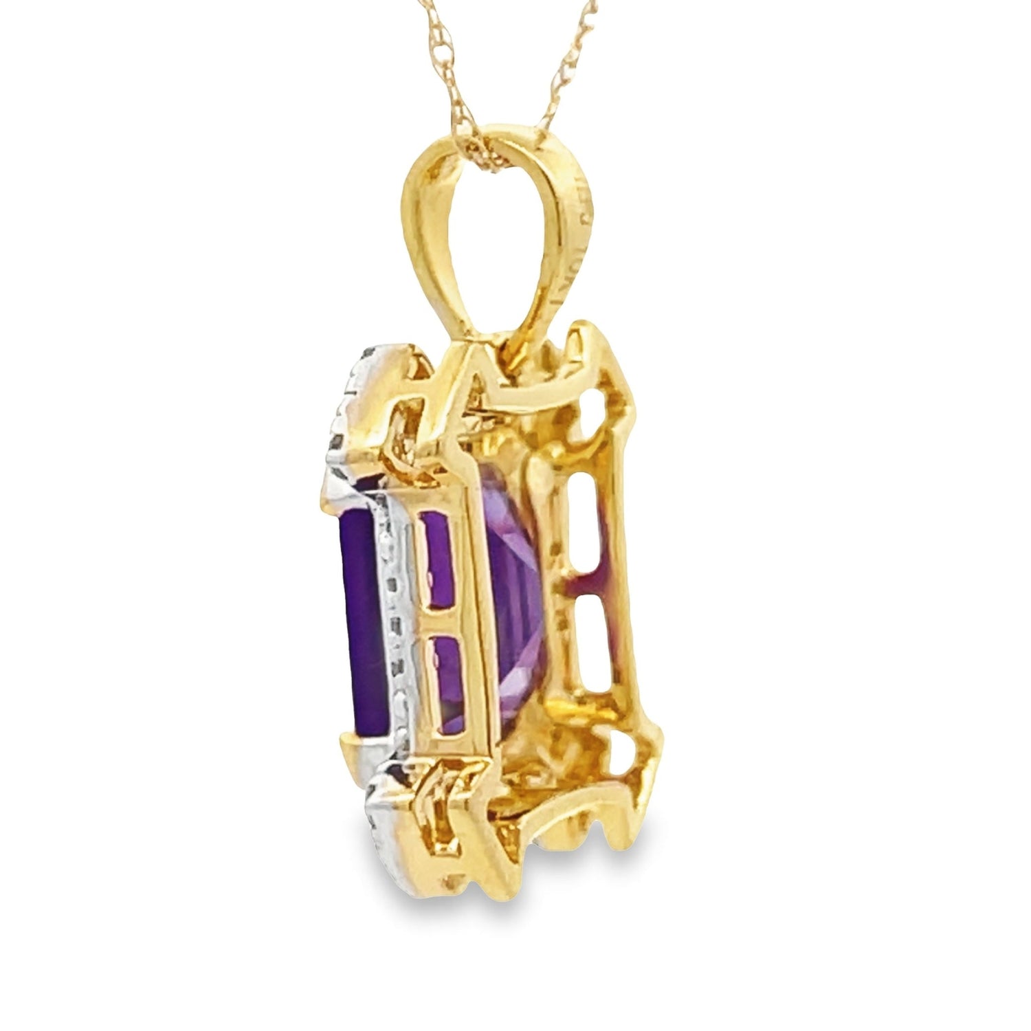 Amethyst Diamond Fashion Pendants 10KT Yellow Gold by Bids.com