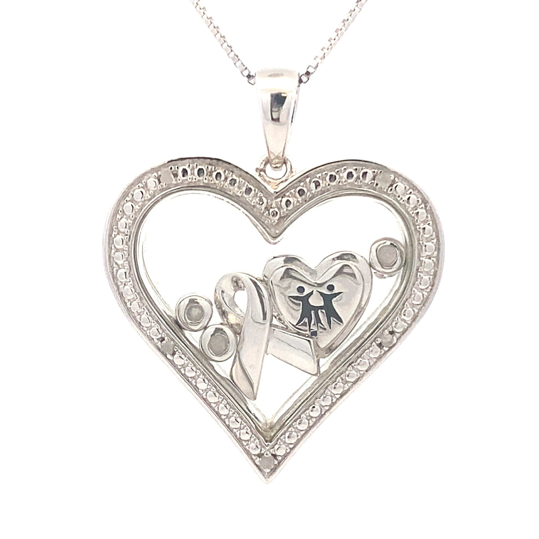 .02ct Diamond Heart Love Pendant Sterling Silver by Bids.com