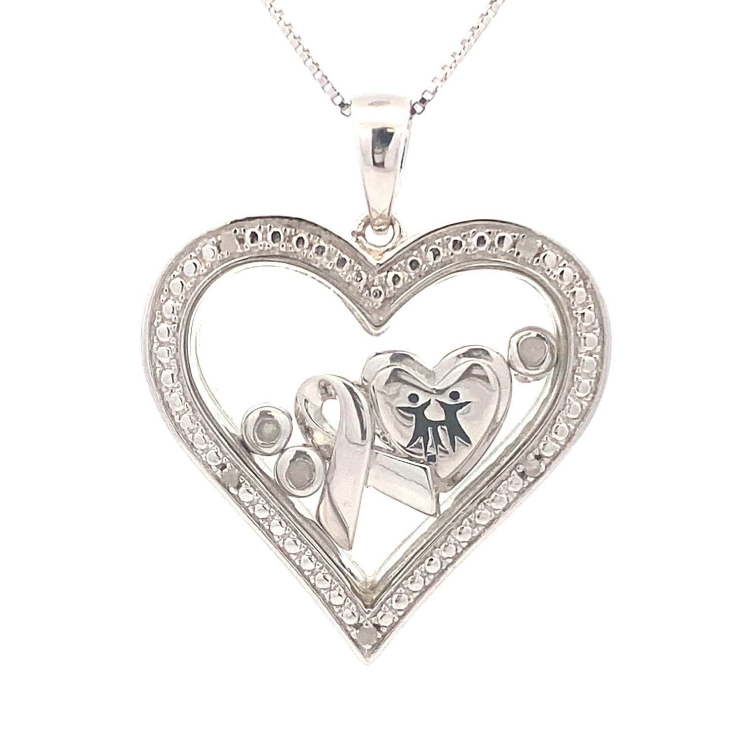 .02ct Diamond Heart Love Pendant Sterling Silver by Bids.com