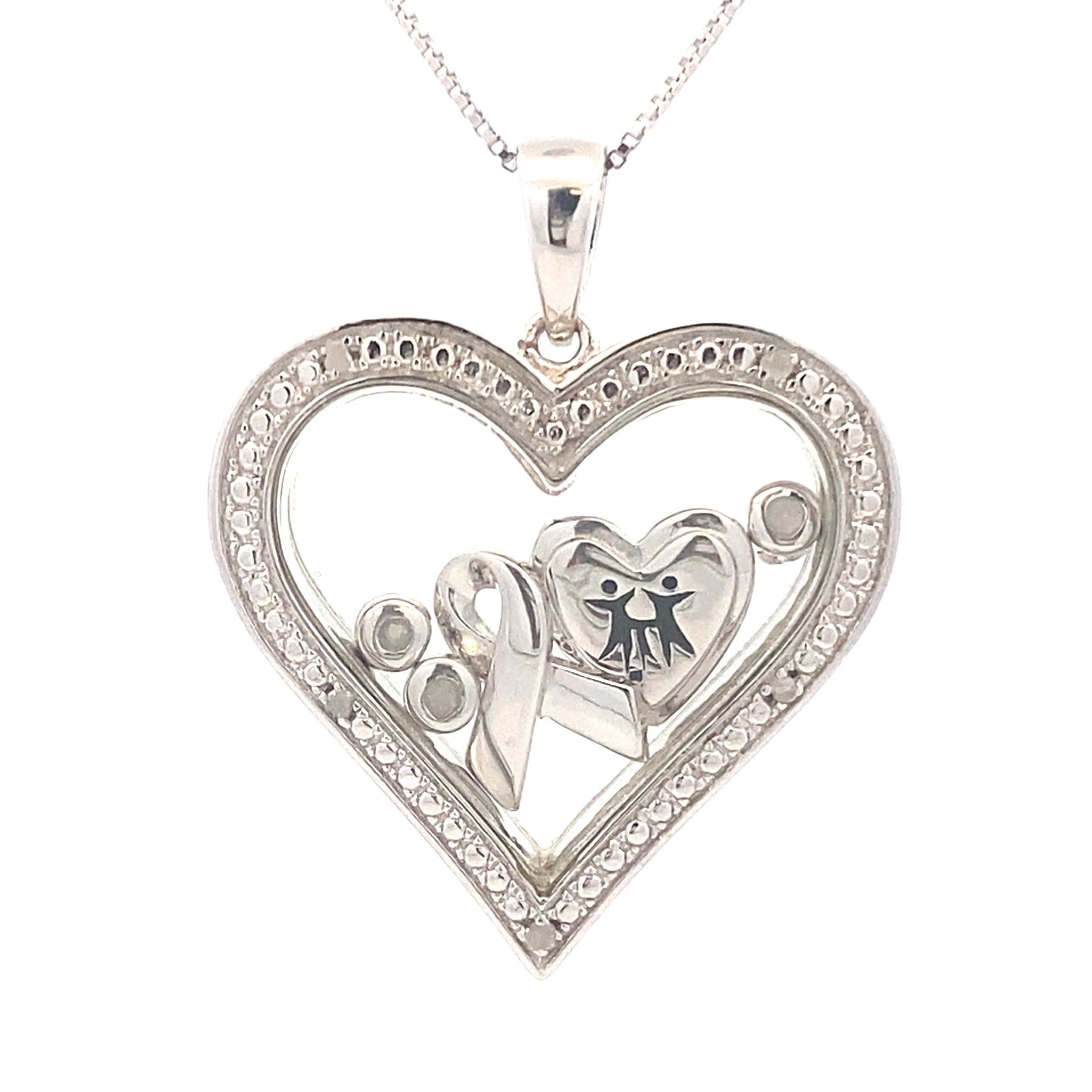 .02ct Diamond Heart Love Pendant Sterling Silver by Bids.com