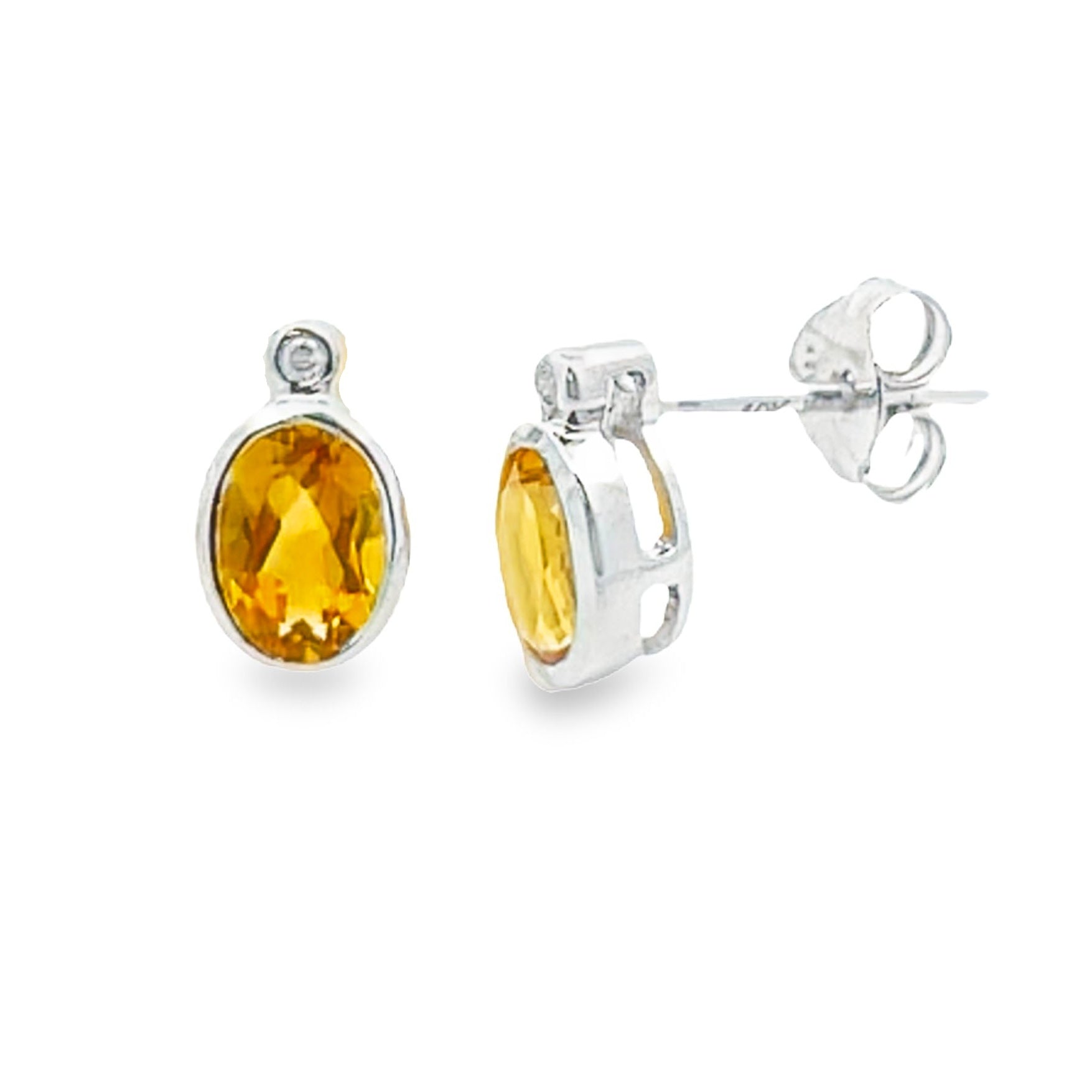 .79ct Citrine Diamond Stud Earrings 10KT White Gold by Bids.com