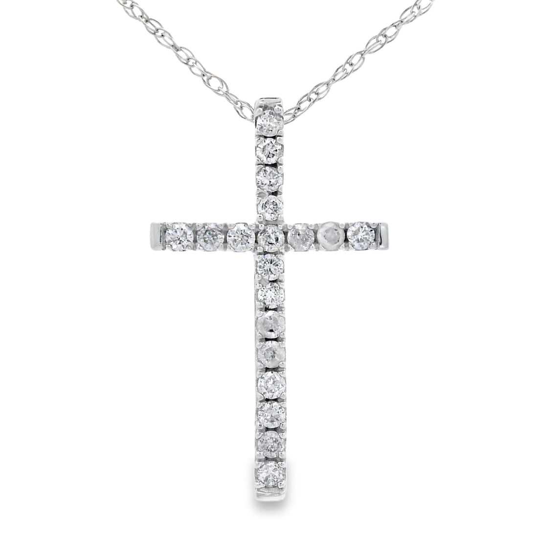 .13ct Diamond Cross Religious Pendant 14KT White Gold by Bids.com