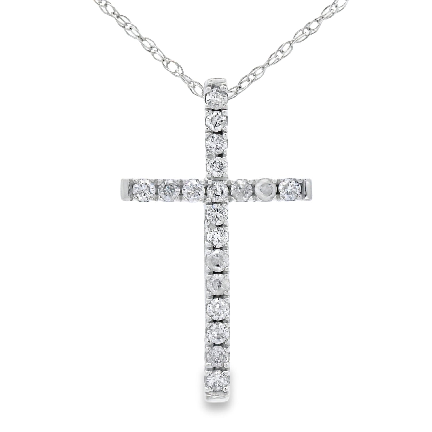 .13ct Diamond Cross Religious Pendant 14KT White Gold by Bids.com