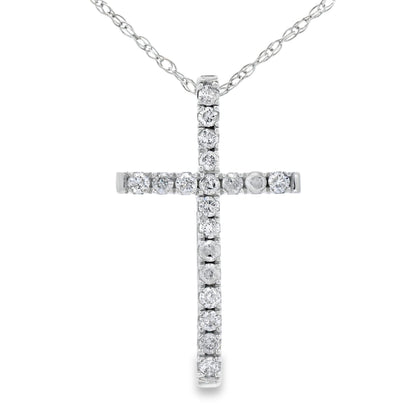 .13ct Diamond Cross Religious Pendant 14KT White Gold by Bids.com