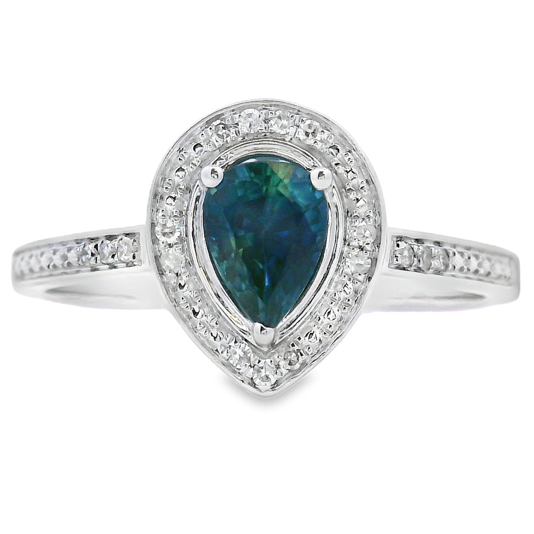 Genuine .54ct Sapphire Diamond Ring 10KT White Gold by Bids.com
