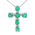 Emerald Diamond Cross Religious Pendant 10KT White Gold by Bids.com