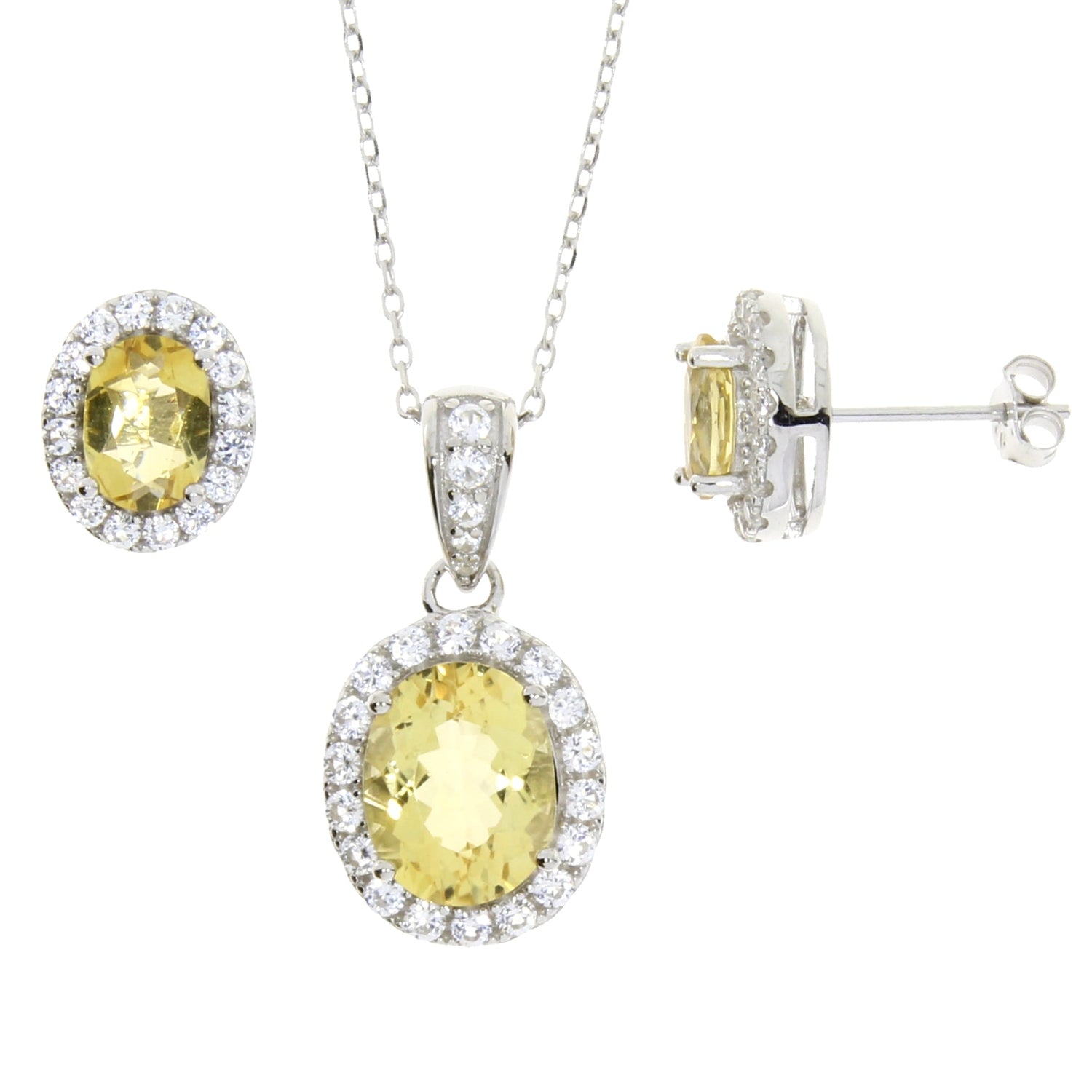Citrine Created Sapphire Jewelry sets Sterling Silver by Bids.com