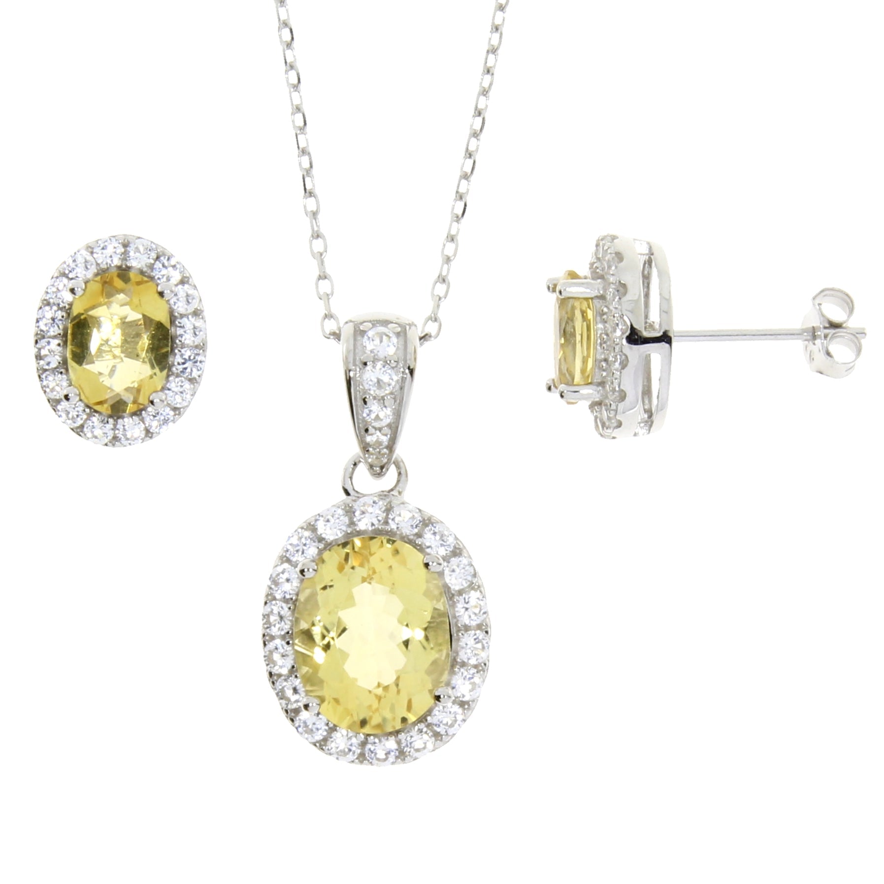 Citrine Created Sapphire Jewelry sets Sterling Silver by Bids.com