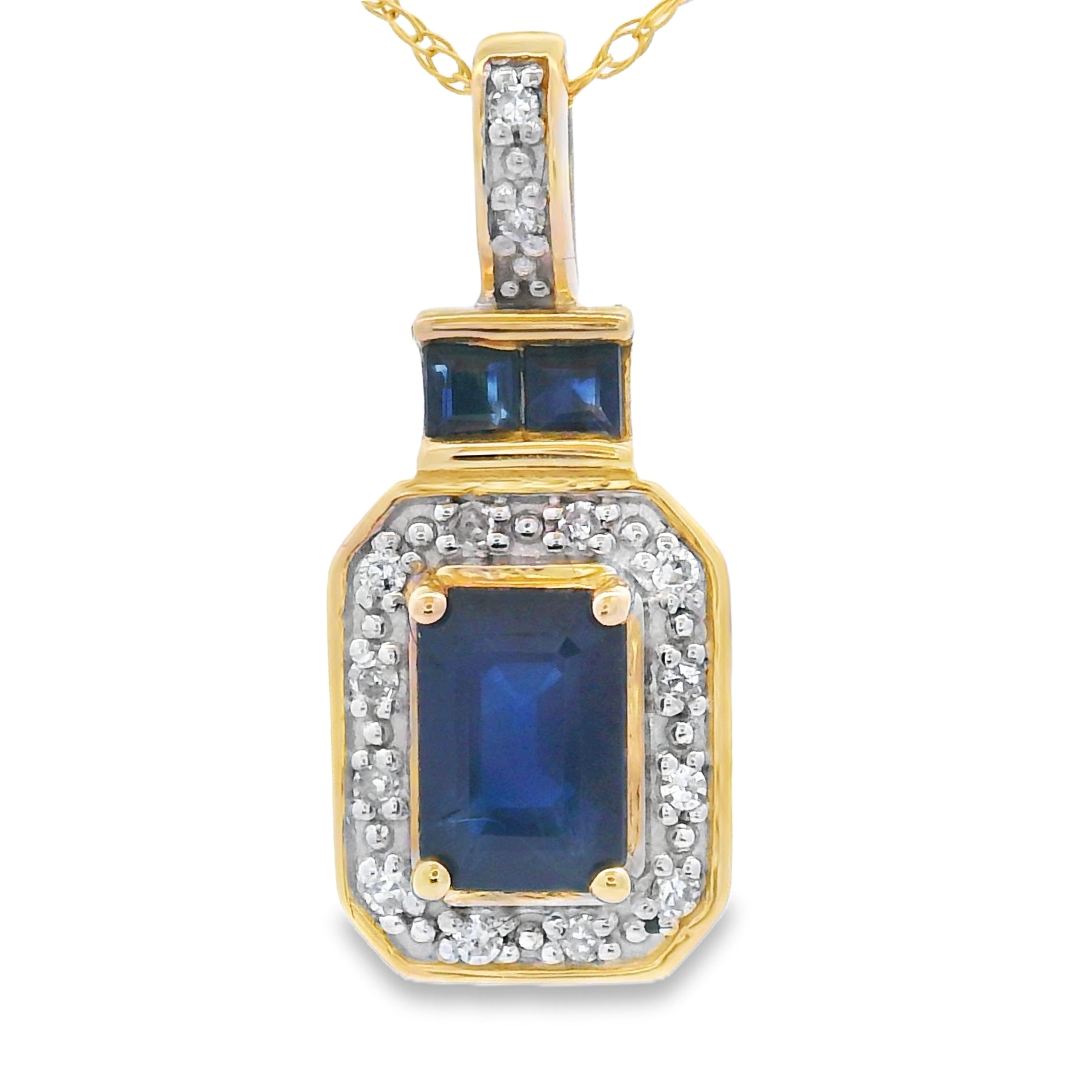 Sapphire Diamond Fashion Pendants 14KT Yellow Gold by Bids.com