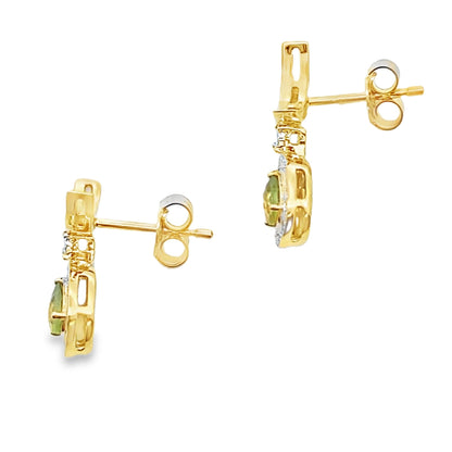 .52ct Peridot Diamond Dangle Earrings 10KT Yellow Gold by Bids.com
