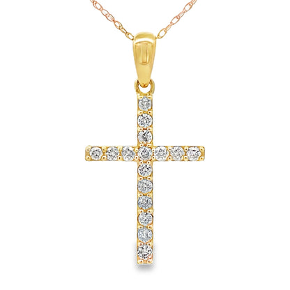 .30ct Diamond Cross Religious Pendant 14KT Yellow Gold by Bids.com