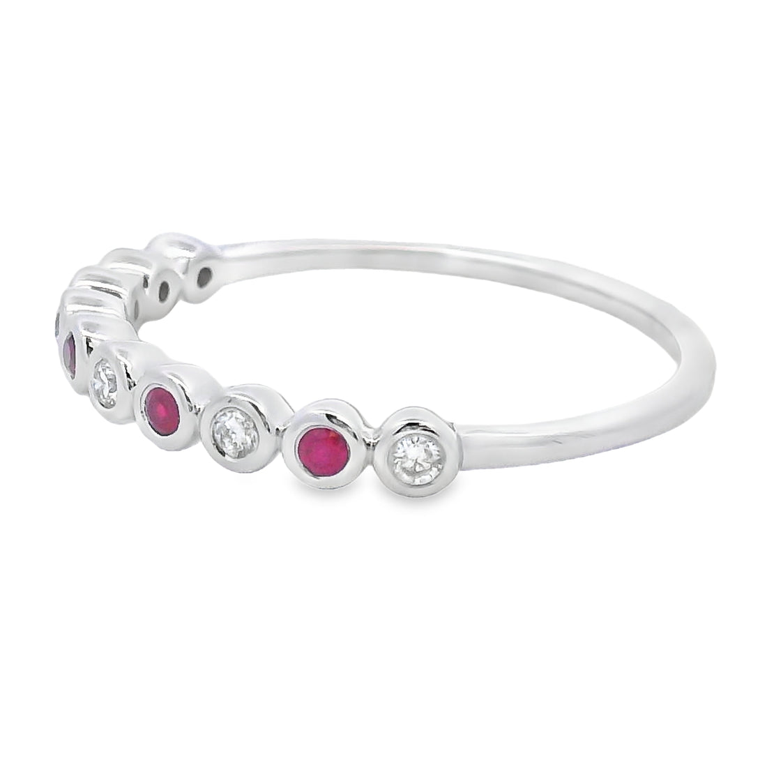 .18ct Ruby Diamond stackable band set 14KT White Gold by Bids.com