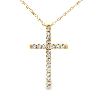 .19ct Diamond Cross Religious Pendant 14KT Yellow Gold by Bids.com