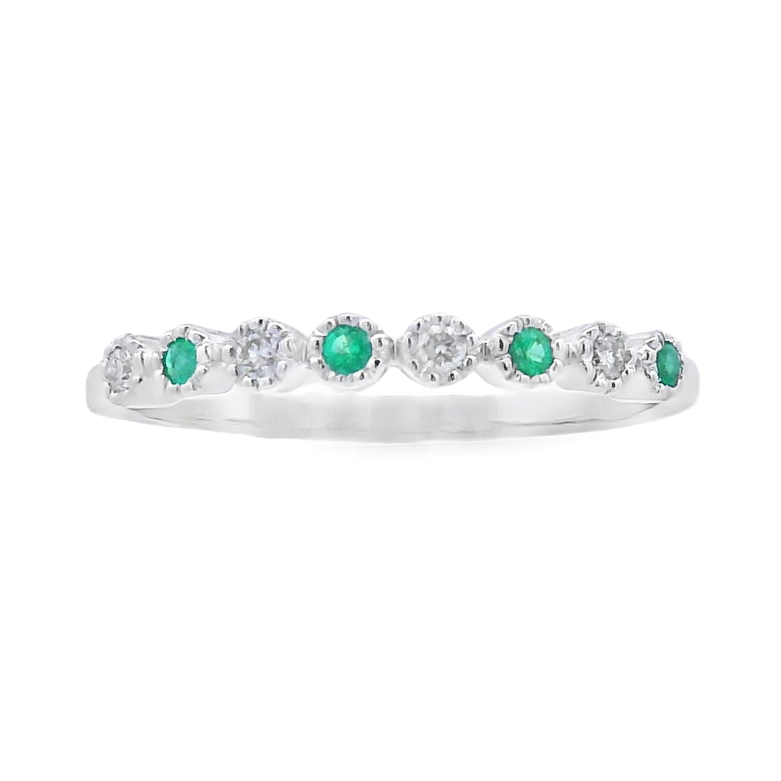 Emerald Diamond stackable band set 14KT White Gold by Bids.com