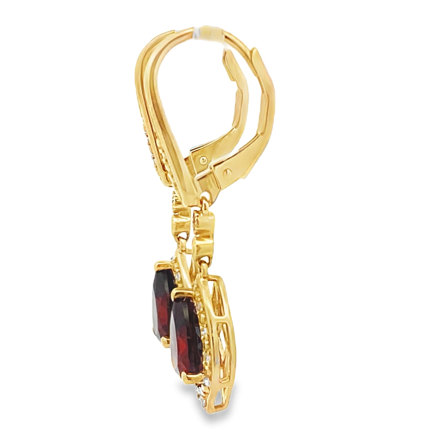 2.43ct Garnet Diamond Dangle Earrings 10KT Yellow Gold by Bids.com