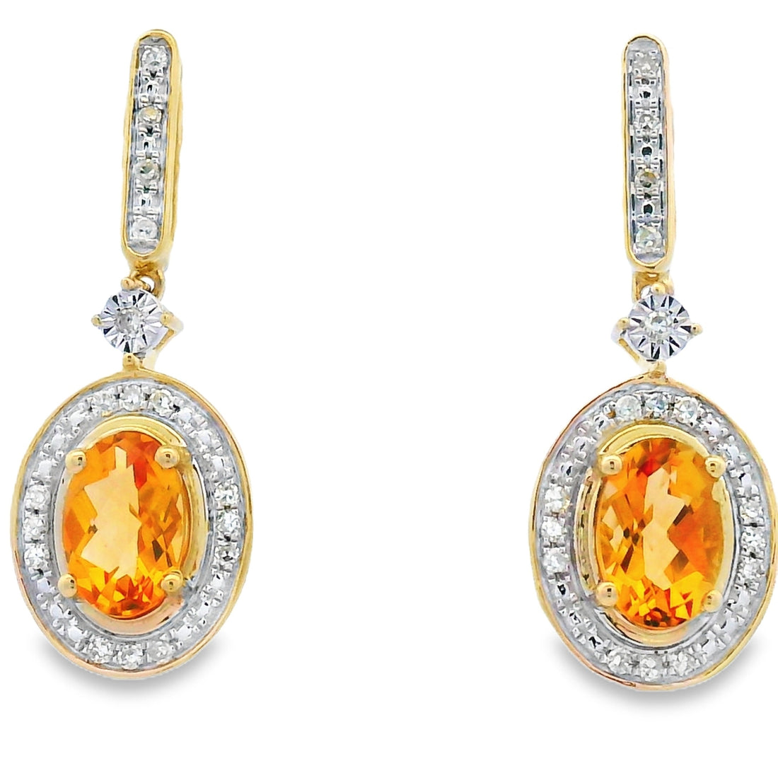 1.06ct Citrine Diamond Dangle Earrings 10KT Yellow Gold by Bids.com