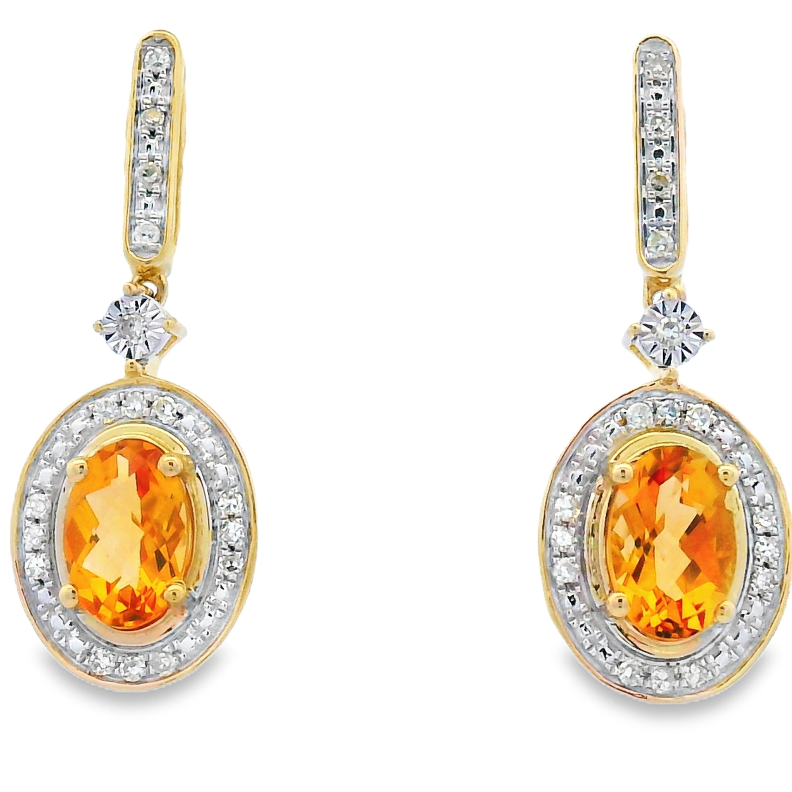 1.06ct Citrine Diamond Dangle Earrings 10KT Yellow Gold by Bids.com