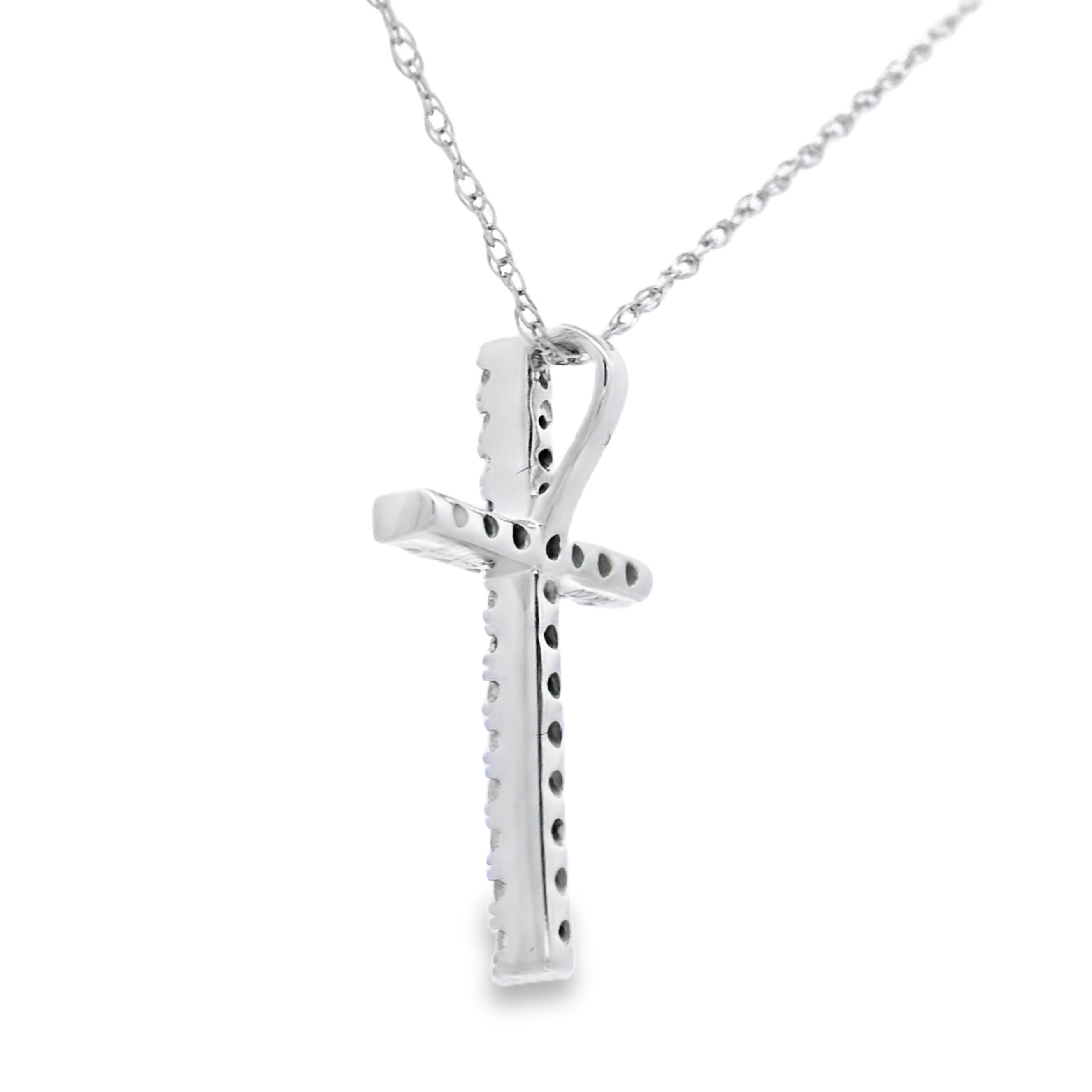 .13ct Diamond Cross Religious Pendant 14KT White Gold by Bids.com